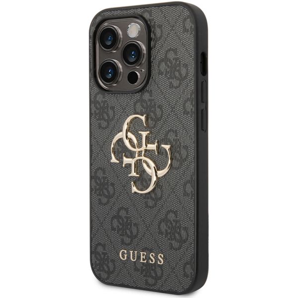 Guess 4G Metal Logo Back Cover für das iPhone 14 Pro Max - Grau