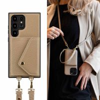 Selencia Sera Kordel-Hulle mit Kartenhalter-Umschlag für das Samsung Galaxy S24 Ultra - Beige