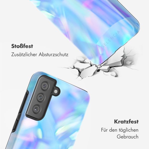 Selencia Vivid Tough Back Cover für das Samsung Galaxy S21 FE - Holographic Blue Dream