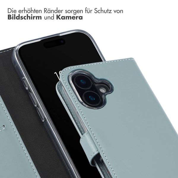 Selencia Echtleder Klapphülle für das iPhone 16 - Air Blue