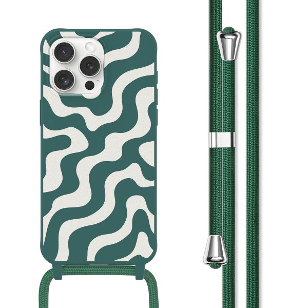 imoshion Silikonhülle design mit Band für das iPhone 15 Pro - Petrol Green Groovy