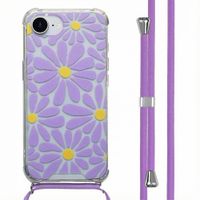 imoshion Design Hülle mit Band Apple iPhone 16e - Tropical Violet Flowers Connect