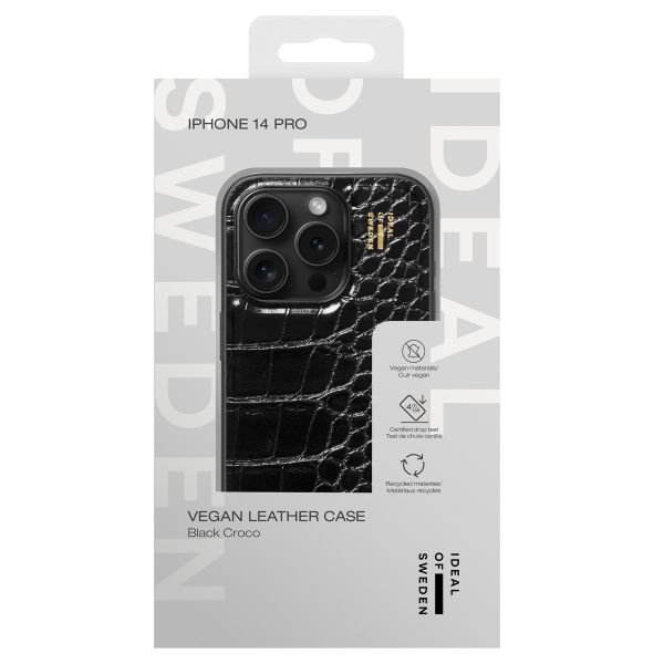 iDeal of Sweden Vegan Leather Back Cover für das iPhone 14 Pro - Black Croco