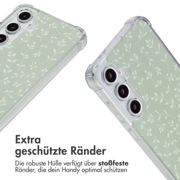 imoshion Design Hülle mit Band Samsung Galaxy S24 FE - Smoke Green Flowers