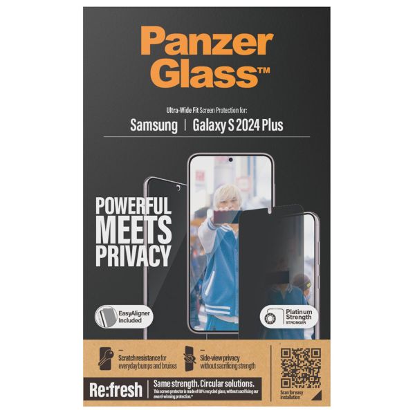PanzerGlass Ultra Wide Fit Antibakterieller Screen Protector mit Sichtschutz inkl. Applikator Samsung Galaxy S24 Plus