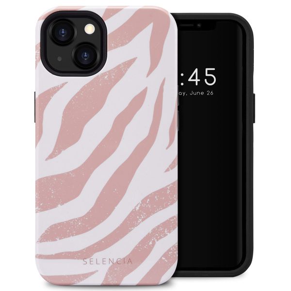 Selencia Vivid Tough Back Cover für das iPhone 13 - Colorful Zebra Old Pink