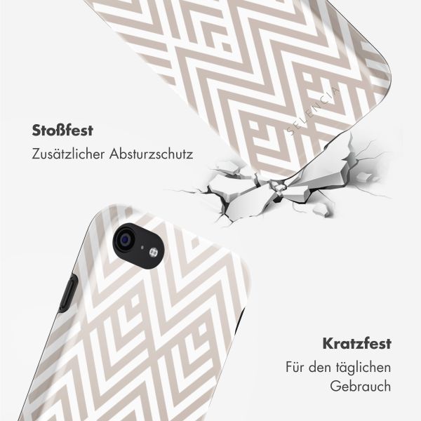 Selencia Vivid Tough Back Cover für das iPhone SE (2022 / 2020) / 8 / 7 - Beige Zigzag