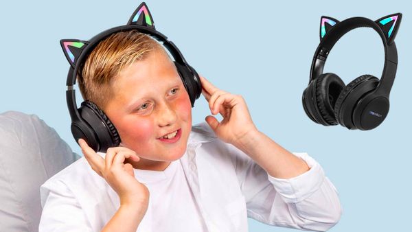 imoshion Kids LED Light Cat Ear Bluetooth-Kopfhörer - Kinderkopfhörer - Kabelloser Kopfhörer + AUX-Kabel - Grün