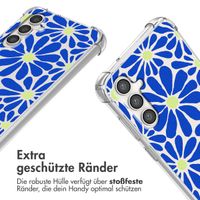 imoshion Design Hülle mit Band Samsung Galaxy S23 FE - Cobalt Blue Flowers Connect