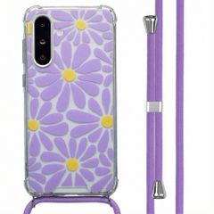 imoshion Design Hülle mit Band Samsung Galaxy A26 - Tropical Violet Flowers Connect