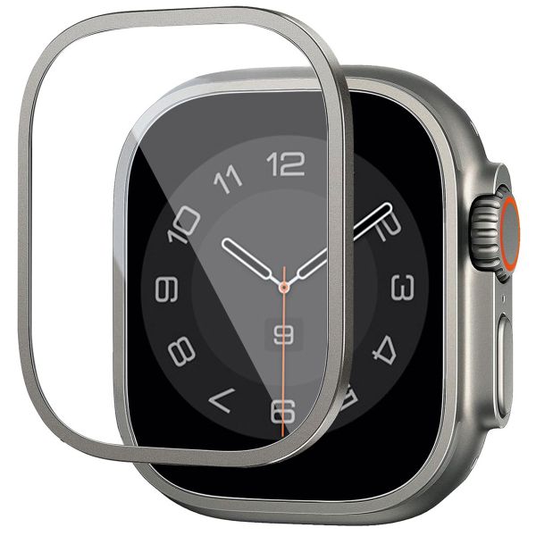 WiWu Easy Install Displayschutz mit Rand aus gehärtetem Glas für die Apple Watch Ultra / Ultra 2 – 49 mm – Silber