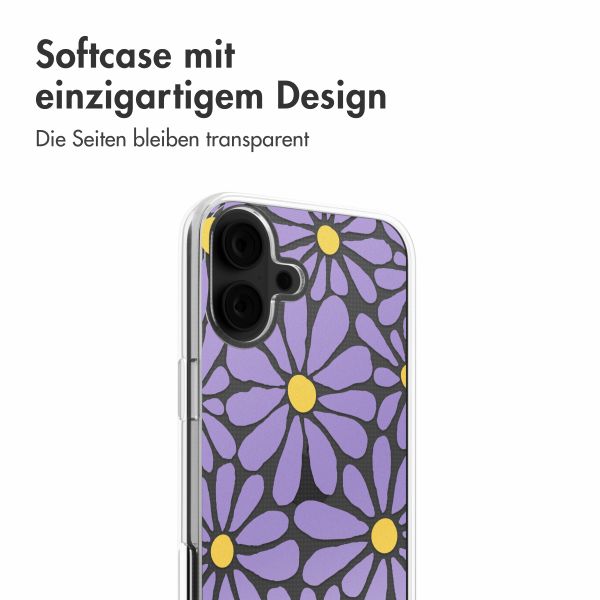 imoshion  Design Hülle für das iPhone 16 - Tropical Violet Flowers Connect