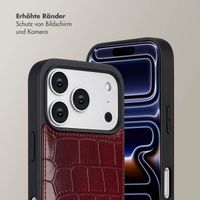 Selencia Nova Croco HandyHülle mit Kordel und Kartenhalter Apple iPhone 17 Pro - Burgundy