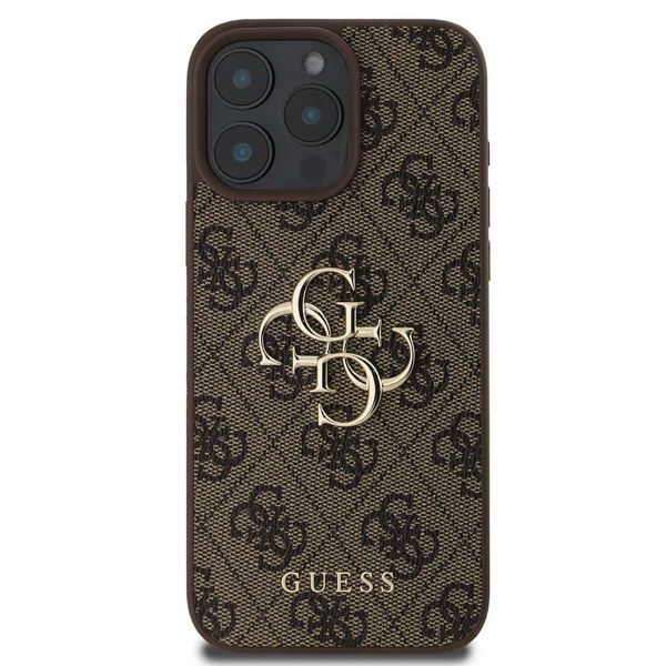 Guess 4G Metal Logo Back Cover für das iPhone 16 Pro - Braun