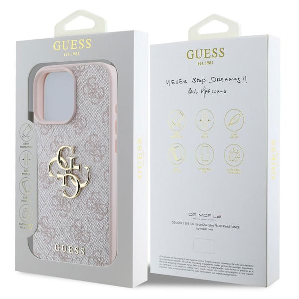 Guess 4G Metal Logo Back Cover für das iPhone 16 Pro Max - Rosa