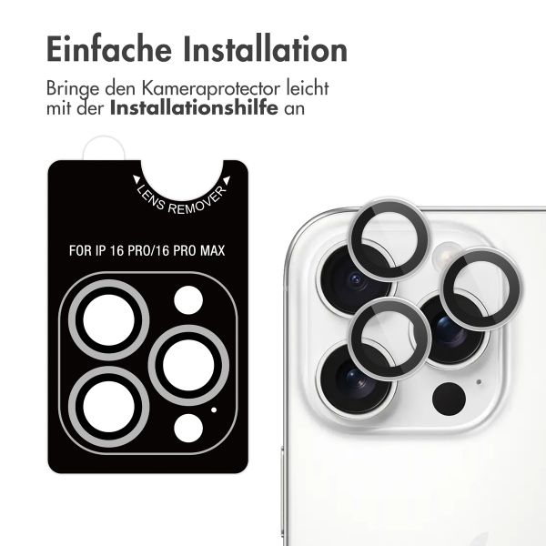 imoshion 2er-Pack Objektivschutz für Kamera für das Apple iPhone 16 Pro / 16 Pro Max - Weiß / Titanium