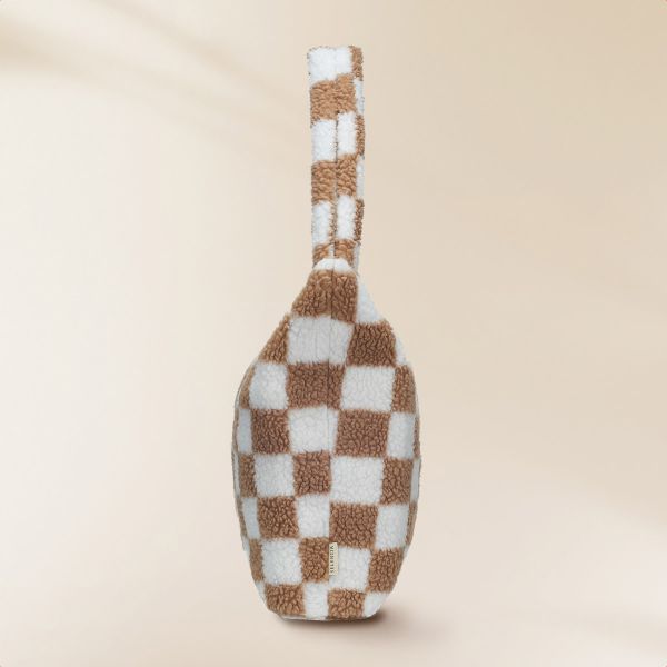 Selencia Zaya Tote Bag - Teddy Laptoptasche 16 Zoll - Checkered Beige
