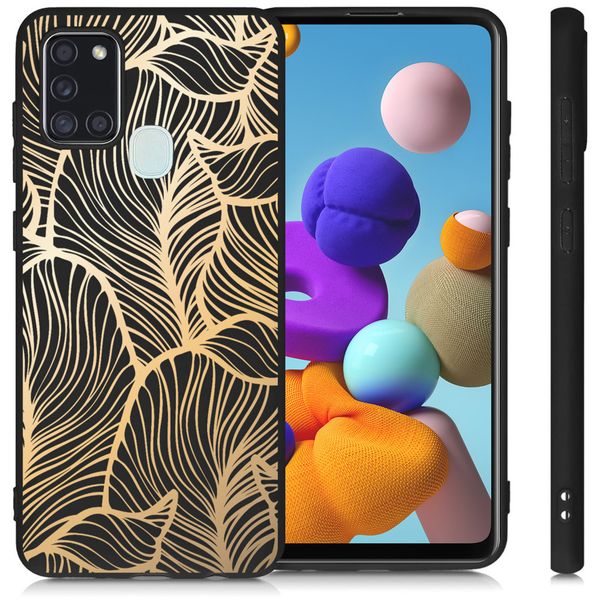 imoshion Design Hülle für das Samsung Galaxy A21s - Blätter / Schwarz