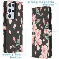 imoshion Design TPU Klapphülle Samsung Galaxy S21 Ultra - Blossom Watercolor Black