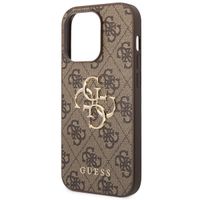 Guess 4G Metal Logo Back Cover für das iPhone 14 Pro Max - Braun