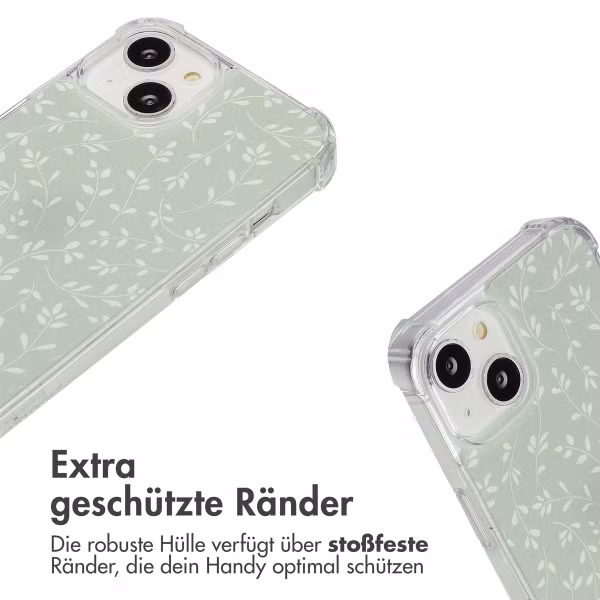 imoshion Design Hülle mit Band Apple iPhone 14 - Smoke Green Flowers