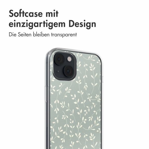 imoshion  Design Hülle für das iPhone 14 - Smoke Green Flowers