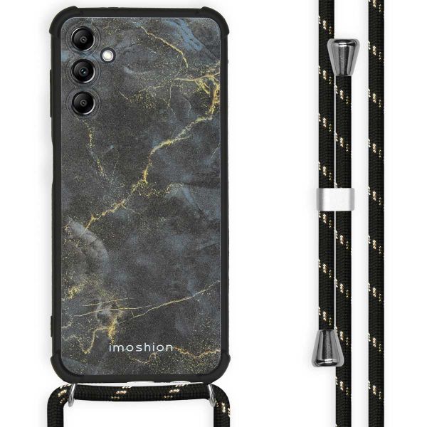 imoshion Design Hülle mit Band für das Samsung Galaxy A14 (5G/4G) - Black Marble