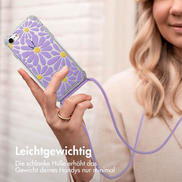 imoshion Design Hülle mit Band Apple iPhone SE (2022 / 2020) / 8 / 7 - Tropical Violet Flowers Connect