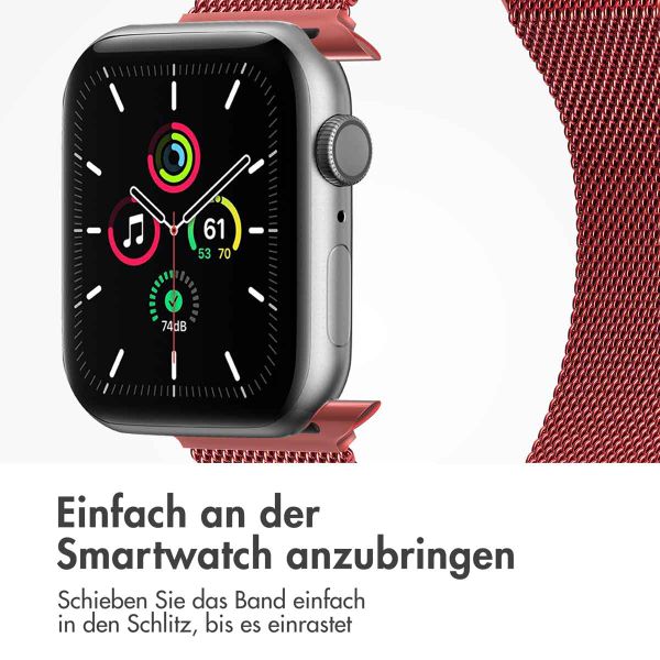 imoshion Mailändische Magnetarmband für die Apple Watch Series 1 bis 9 / SE (38/40/41 mm) | Series 10 (42 mm) - Größe M - Rot