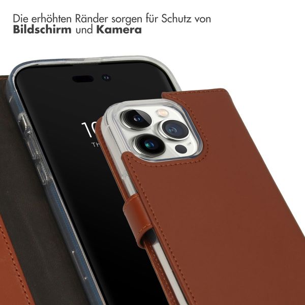 Selencia Echtleder Klapphülle iPhone 14 Pro - Hellbraun