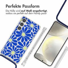 imoshion Design Hülle mit Band Samsung Galaxy S24 Plus - Cobalt Blue Flowers Connect
