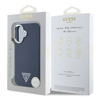 Guess Grained Triangle Case MagSafe für das iPhone 16 - Blue