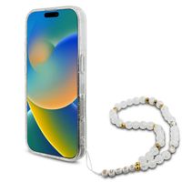 Guess MagSafe IML Glitter Case mit Beads Strap für das iPhone 16 Pro Max - Transparent