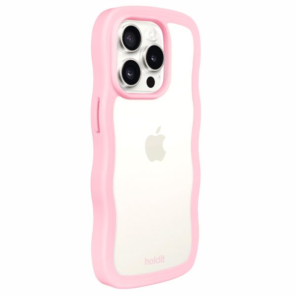 Holdit Wavy Case für das iPhone 15 Pro - Pink / Transparent