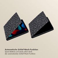 Selencia Sabi Klapphülle mit Leopardenmuster Apple iPad 9 (2021) 10.2 Zoll / iPad 8 (2020) 10.2 Zoll / iPad 7 (2019) 10.2 Zoll - Midnight Black