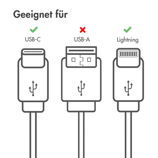 imoshion ﻿Lightning- auf USB-C-Kabel – nicht MFi-zertifiziert – Geflochtenes Gewebe – 1 m – Weiß