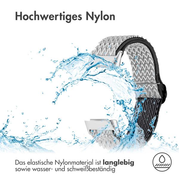 imoshion Elastische Nylonarmband für das Fitbit Charge 5 / Charge 6 - Weiß