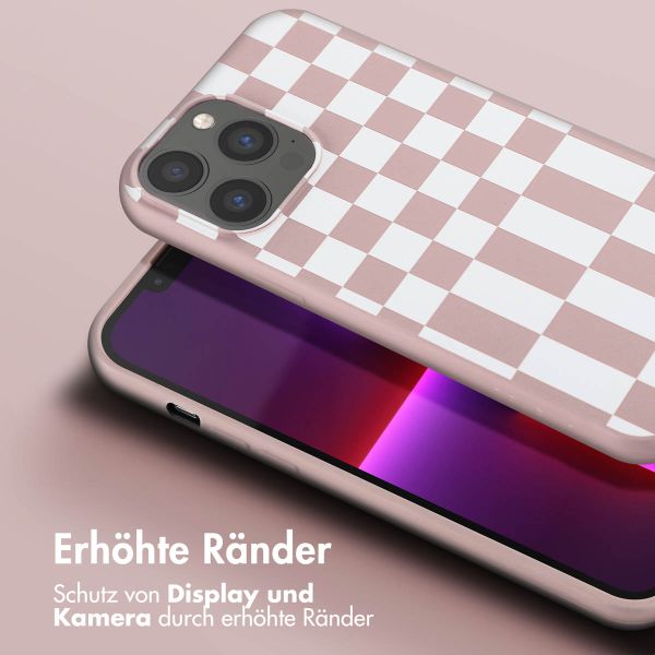 Selencia Silikonhülle design mit abnehmbarem Band für das iPhone 13 Pro Max - Irregular Check Sand Pink