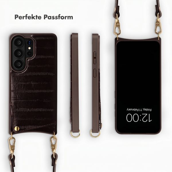 Selencia Nova Echtleder Backcover mit Kartenhalter Samsung Galaxy S26 Ultra - Dark Chocolate