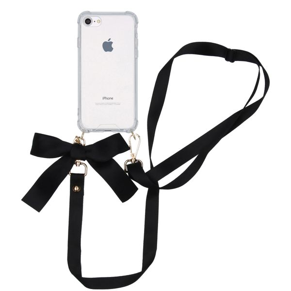 imoshion Backcover mit Band - Satin Schwarz iPhone SE (2022 / 2020) / 8 / 7