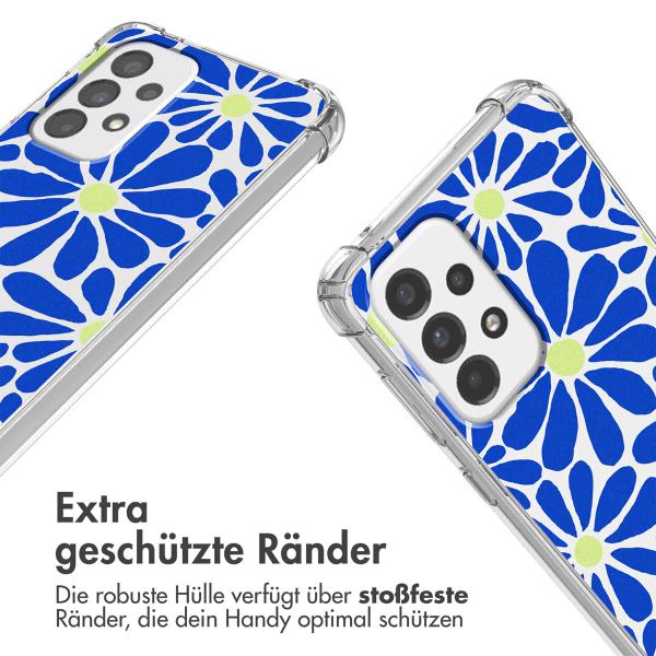 imoshion Design Hülle mit Band für das Samsung Galaxy A33 - Cobalt Blue Flowers Connect