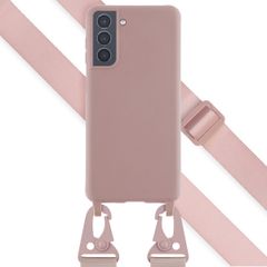 Selencia Silikonhülle mit abnehmbarem Band für das Samsung Galaxy S21 - Sand Pink