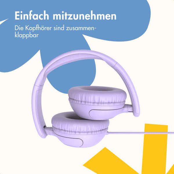 imoshion Kinderkopfhörer mit AUX-Kabel - Dezibelbegrenzer - Lavender Lilac