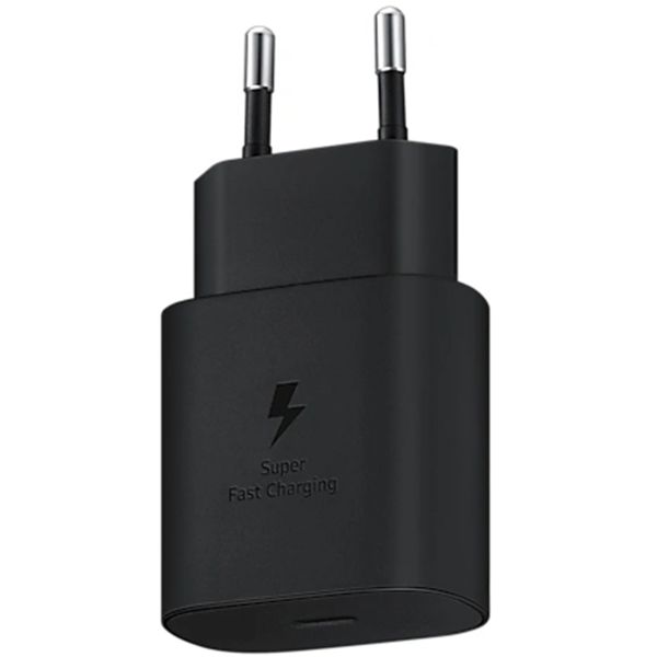Samsung Ladebündel | Original USB-C-zu-USB-C-Kabel - 1.8 meter - 25 Watt - Schwarz + Original Fast Charging Adapter USB-C Oplader - in Fabrikverpackung - 25 Watt - Schwarz