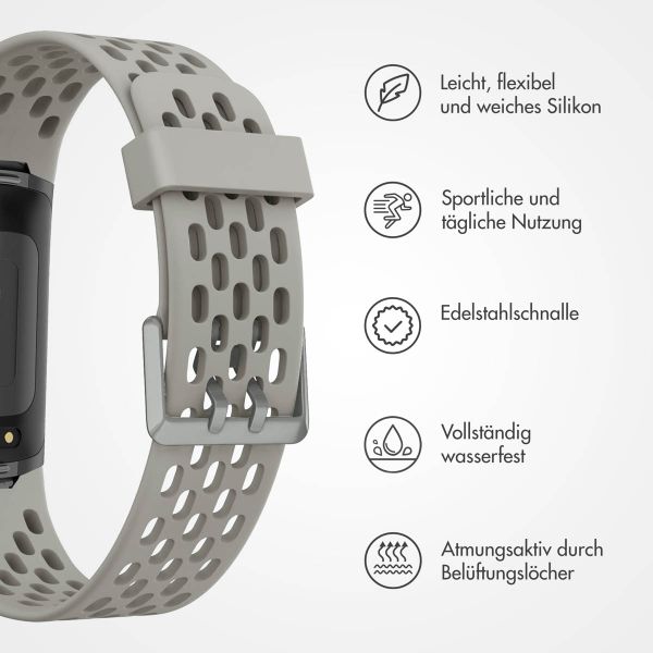 imoshion Silikon Sportarmband mit Löchern für die Fitbit Charge 5 / Charge 6 - Grau