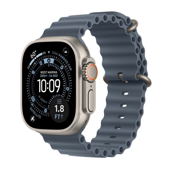 Apple Ocean Armand für das  Apple Watch Series 1 t/m 11 / SE / Ultra (44/45/46/49 mm) - Anchor Blue / Natural Titanium