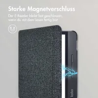 imoshion Canvas Sleepcover Klapphülle mit Stand für das Kobo Libra H2O - Glitter Schwarz