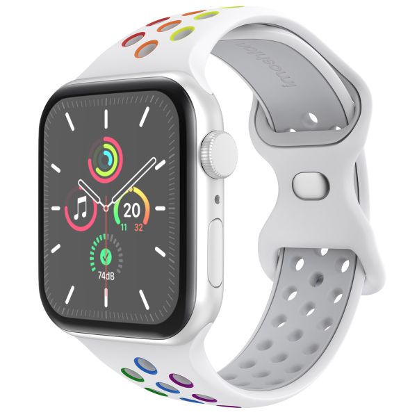 imoshion Sportarmband⁺ für die Apple Watch Series 1 bis 10 / SE / Ultra (2) (44/45/46/49 mm) - Größe S/M - White Rainbow