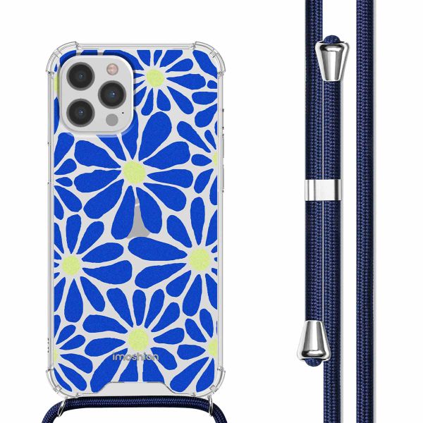 imoshion Design Hülle mit Band Apple iPhone 12 Pro Max - Cobalt Blue Flowers Connect