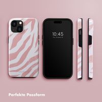 Selencia Vivid Tough Back Cover für das iPhone 15  - Colorful Zebra Old Pink